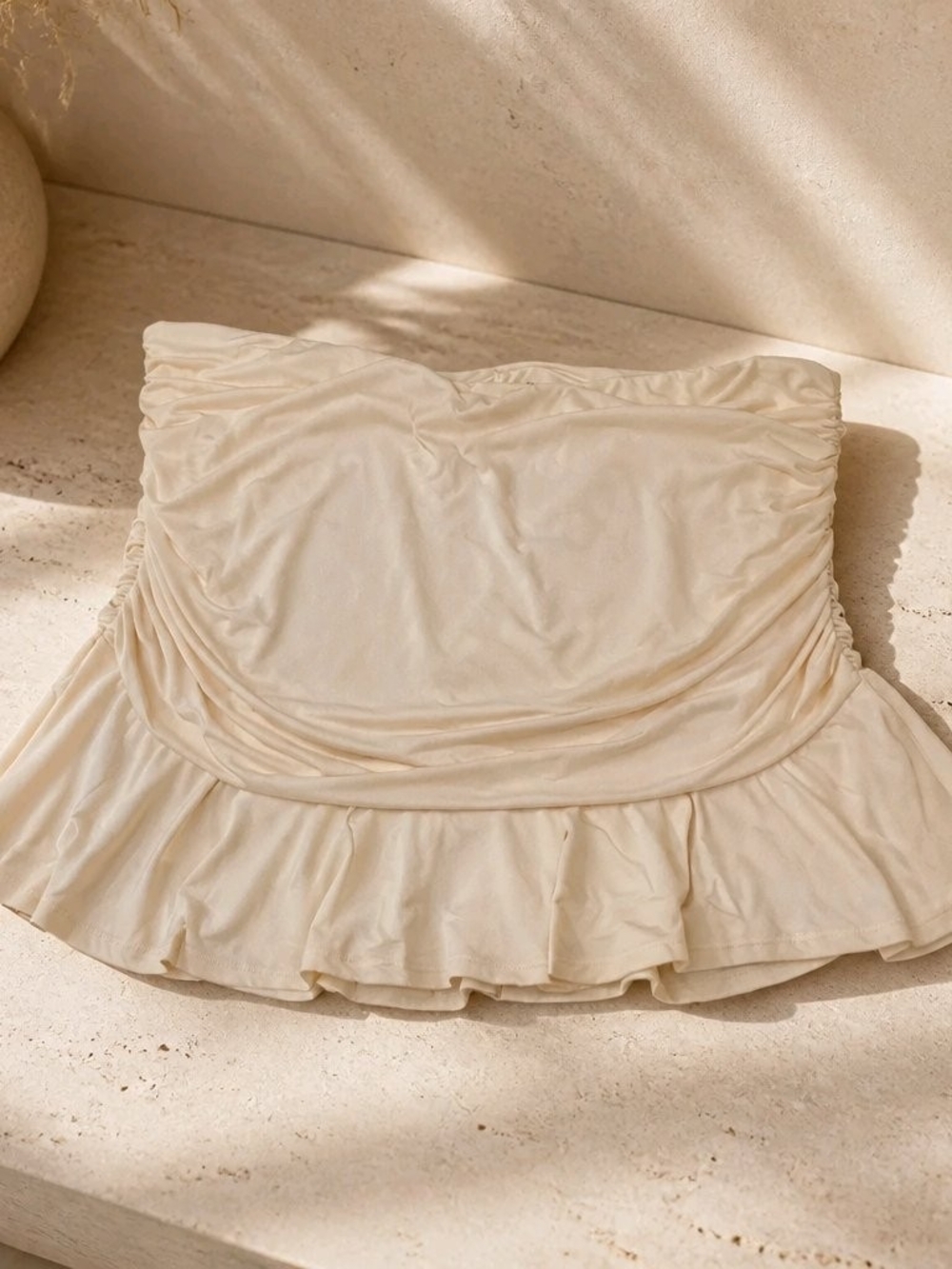 wild fable Cream Ruffled Mini Skirt